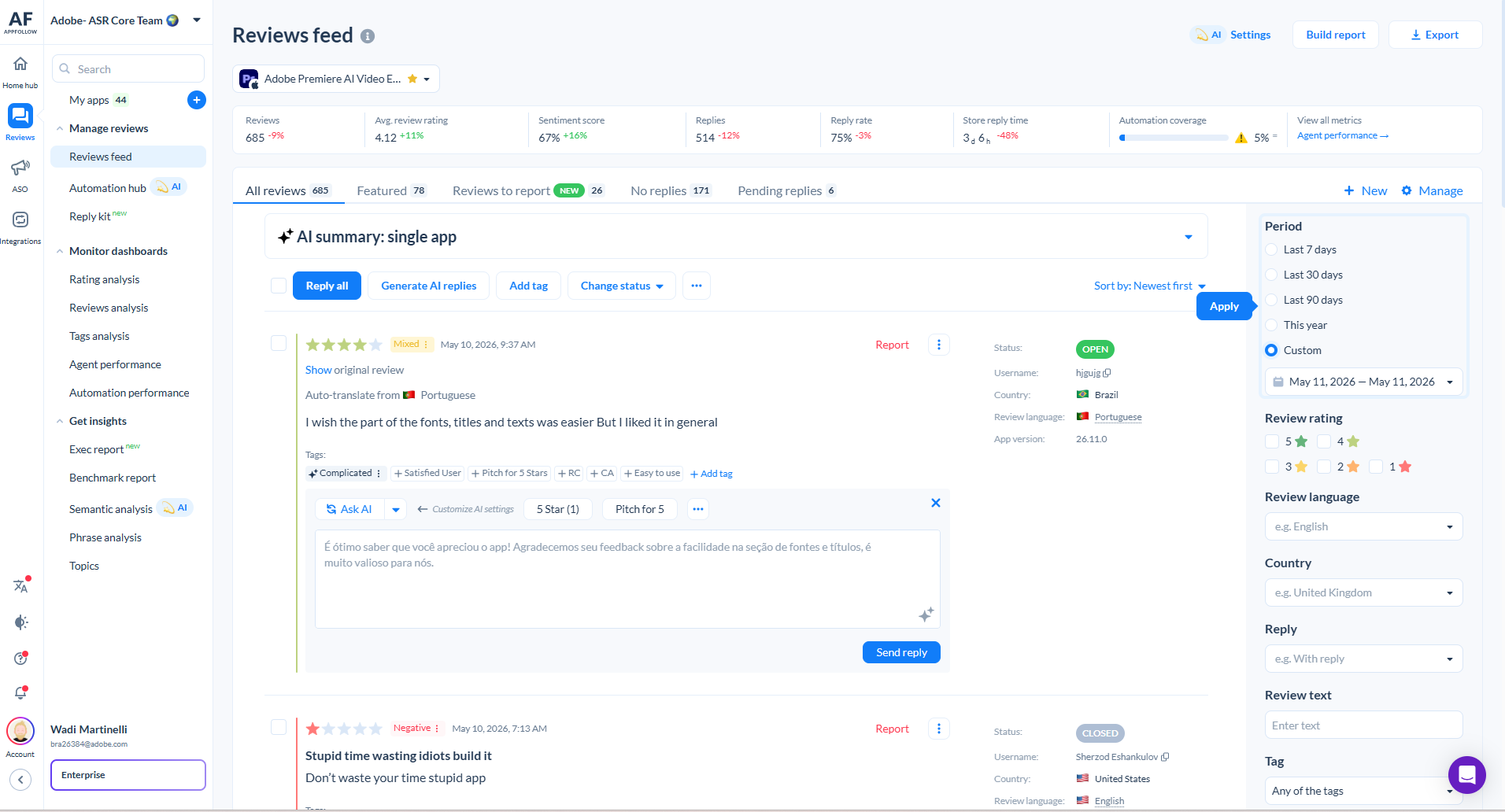 AppFollow Reviews Feed